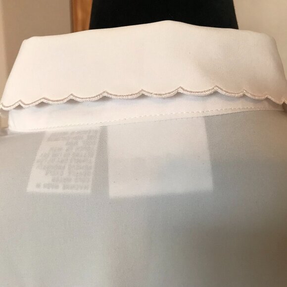 Koret Vintage 80s Cream Blouse: Size 16, Scalloped Eyelet Embroidery Detail - Picture 11 of 16